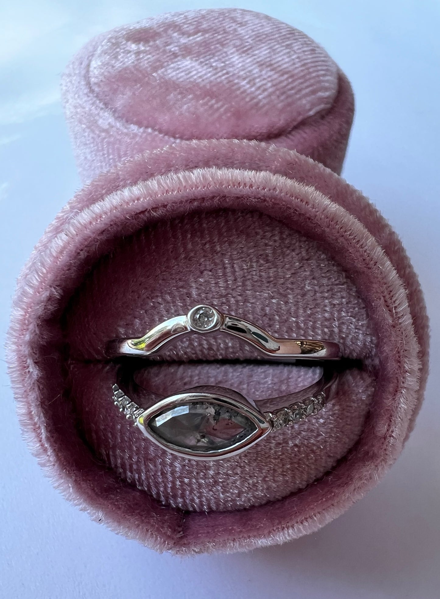 Marquise Pear Salt and Pepper Diamond Ring