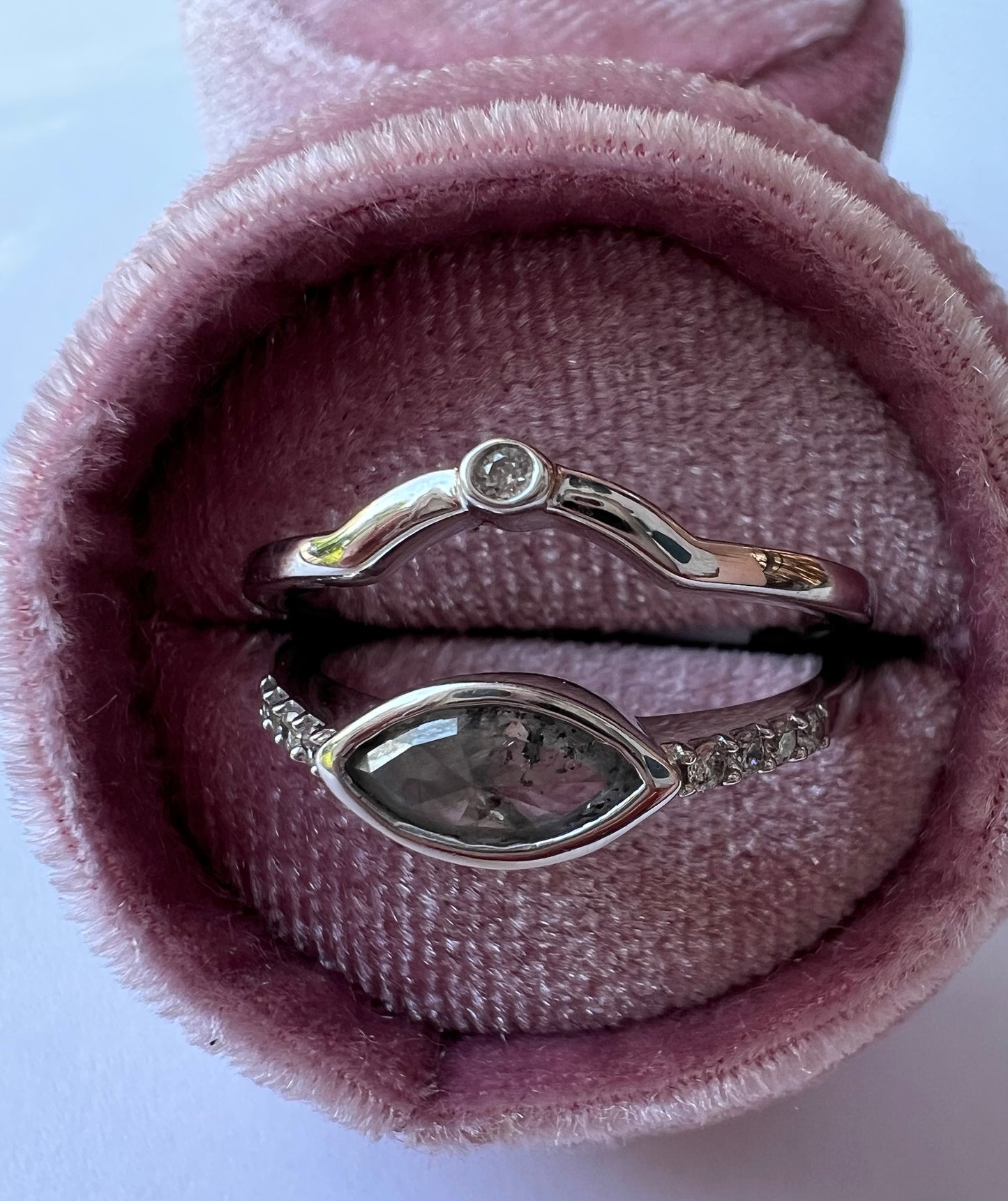 Marquise Pear Salt and Pepper Diamond Ring