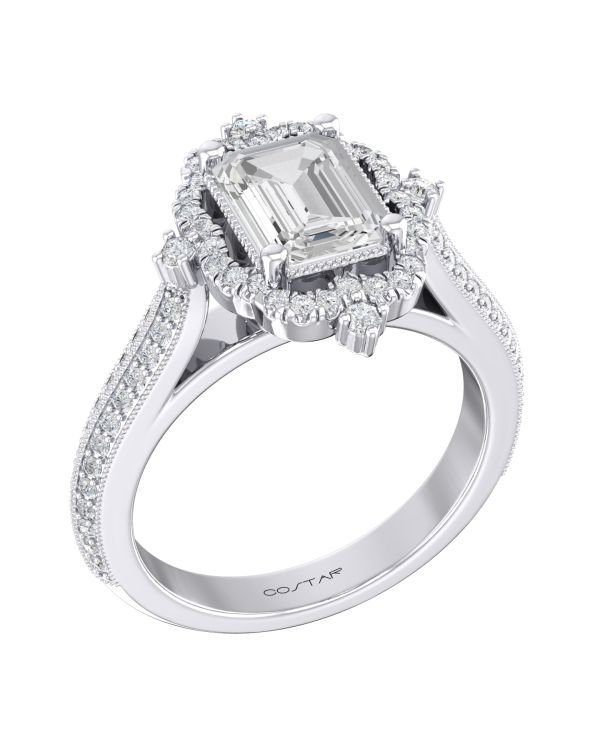Emerald Halo Diamond Engagement Ring