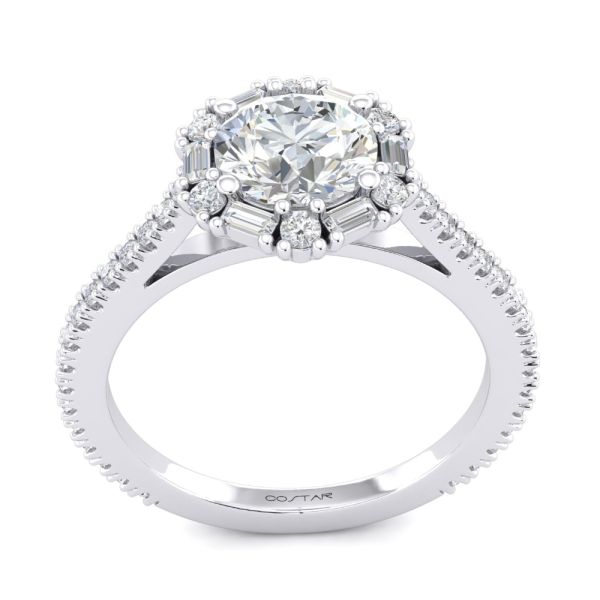Round Multi-Stone Halo Diamond Engagement Ring