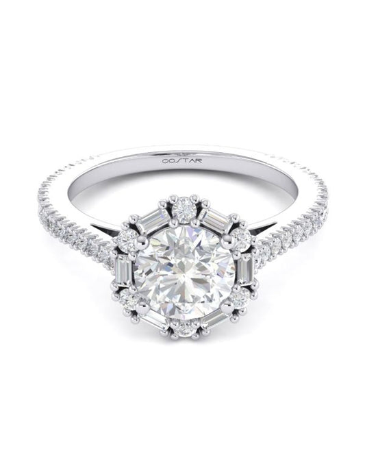 Round Multi-Stone Halo Diamond Engagement Ring