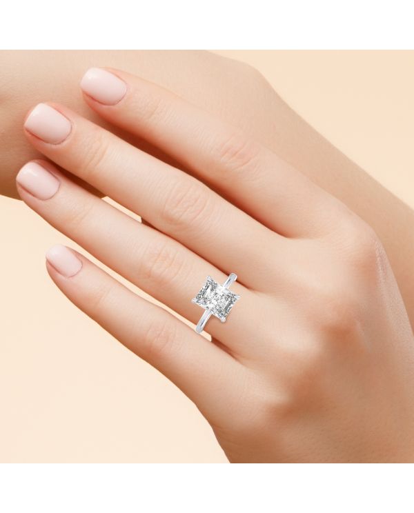 Radiant Hidden Halo Engagement Ring