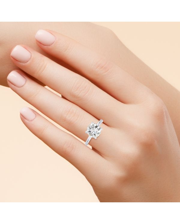 Round Hidden Halo Engagement Ring