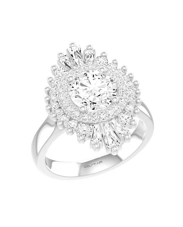 Round Multi Stone Halo Diamond Engagement Ring