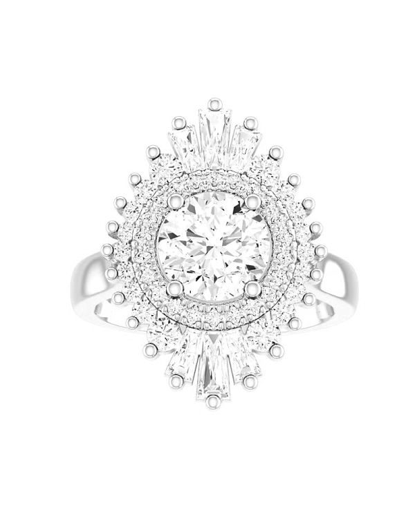 Round Multi Stone Halo Diamond Engagement Ring
