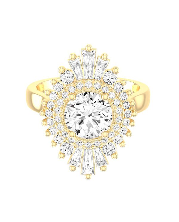 Round Multi Stone Halo Diamond Engagement Ring