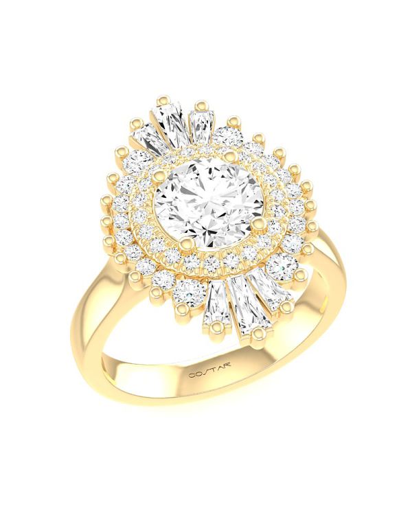 Round Multi Stone Halo Diamond Engagement Ring