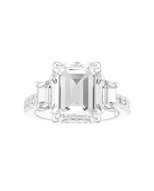 Emerald 3-Stone Diamond Engagement Ring