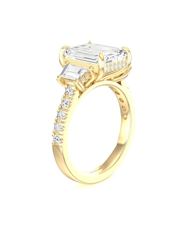 Emerald 3-Stone Diamond Engagement Ring
