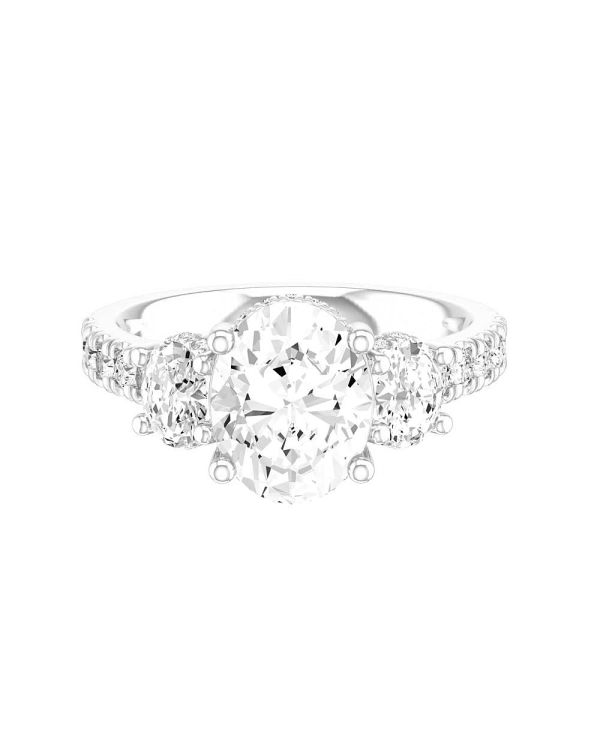 Oval 3-Stone Diamond Engagement Ring