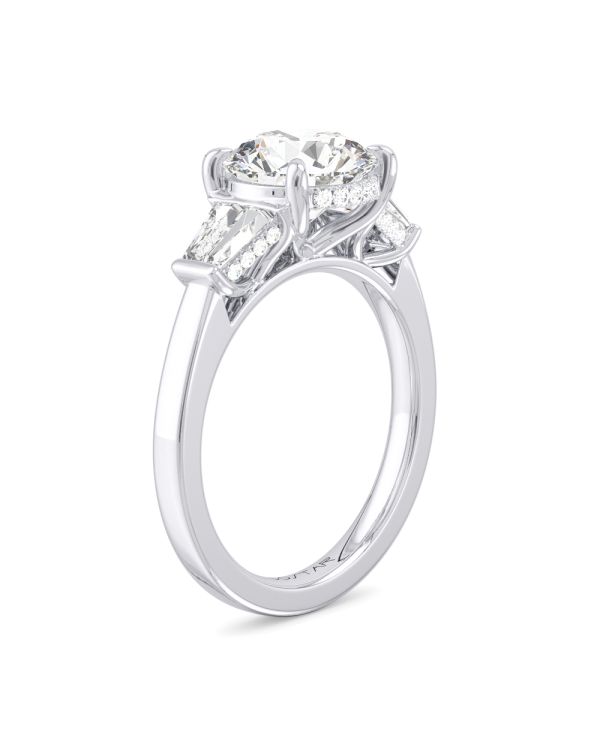 Round 3-Stone Diamond Engagement Ring