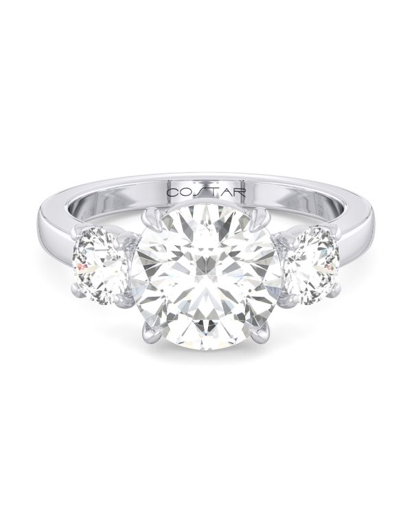 Round 3-Stone Diamond Engagement Ring