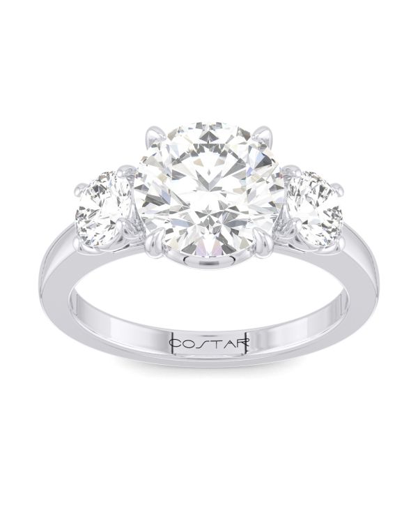 Round 3-Stone Diamond Engagement Ring
