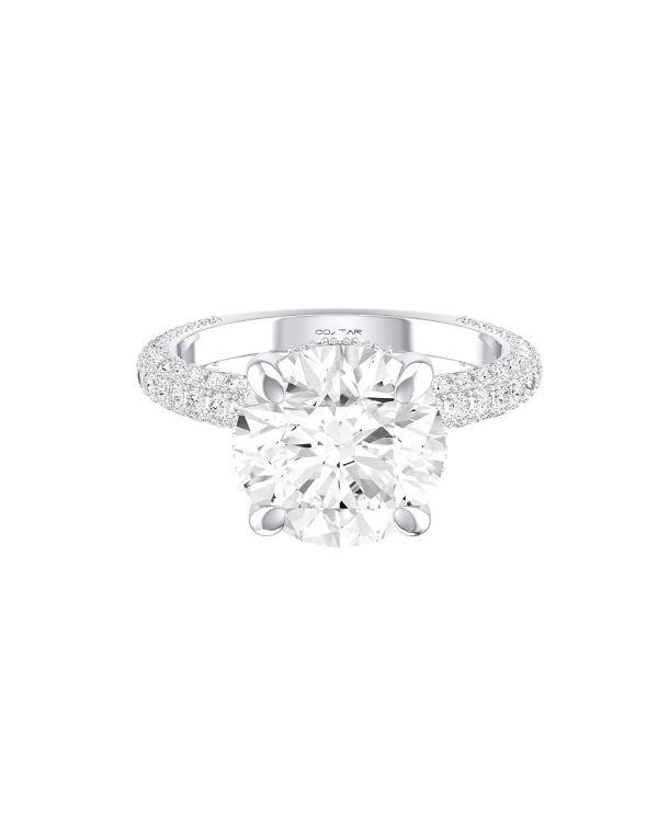 Round Hidden Halo Pave Engagement Ring