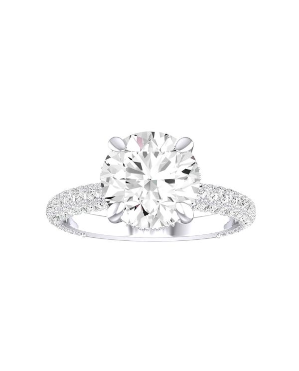 Round Hidden Halo Pave Engagement Ring