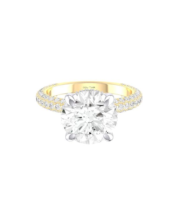 Round Hidden Halo Pave Engagement Ring