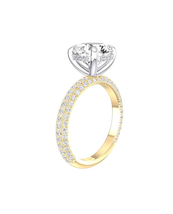 Round Hidden Halo Pave Engagement Ring