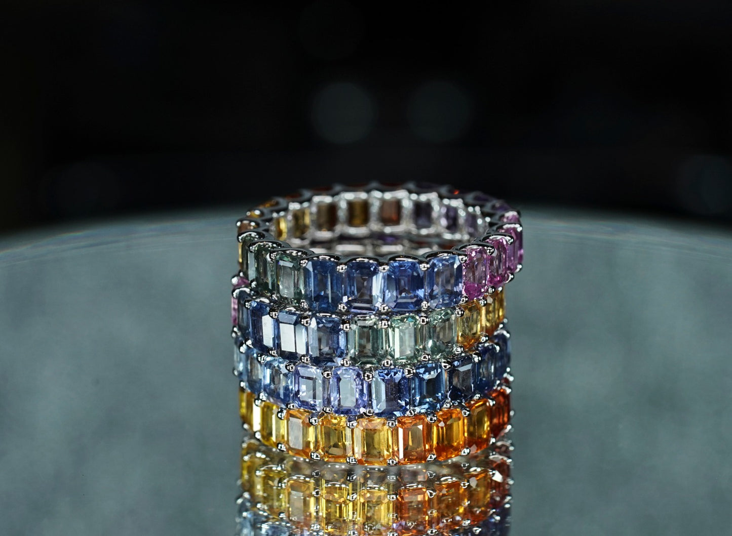 Rainbow Eternity Rings