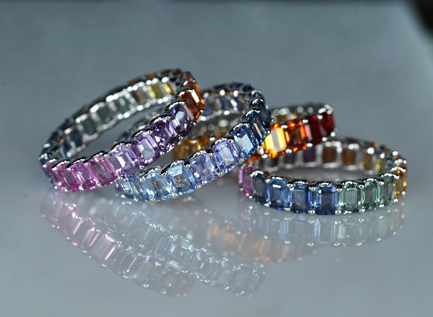 Rainbow Eternity Rings