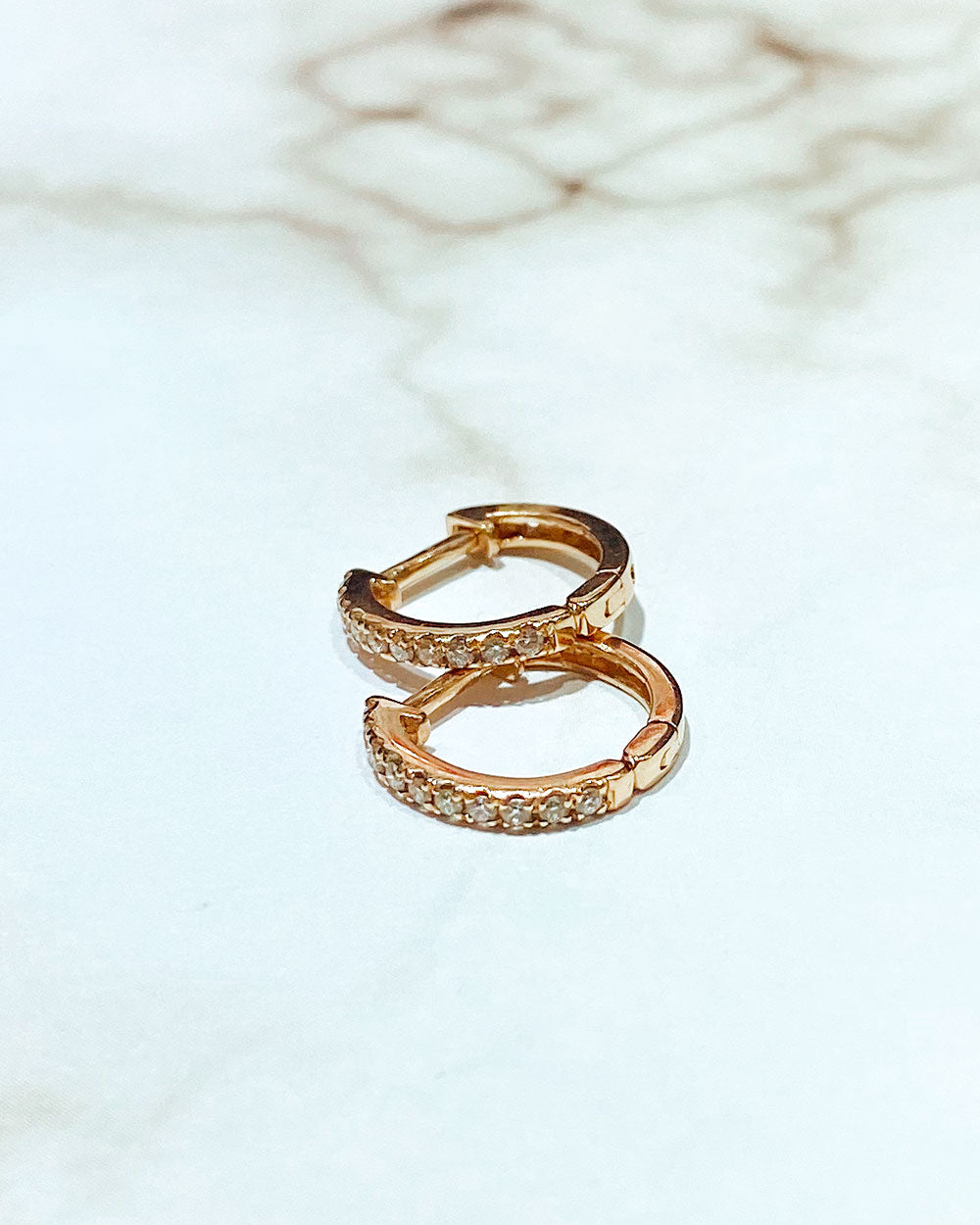 Diamond Huggie Earrings - Rose Gold