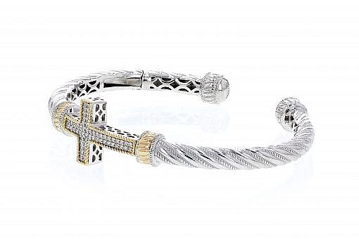 PIYARO Italian Silver Cross Bracelet