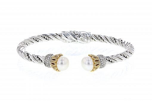 PIYARO Italian Silver Pearl Bracelet