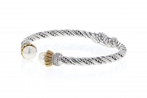 PIYARO Italian Silver Pearl Bracelet