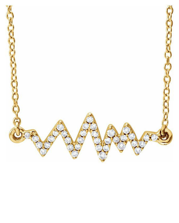 Diamond Heartbeat Necklace - 14K Yellow Gold