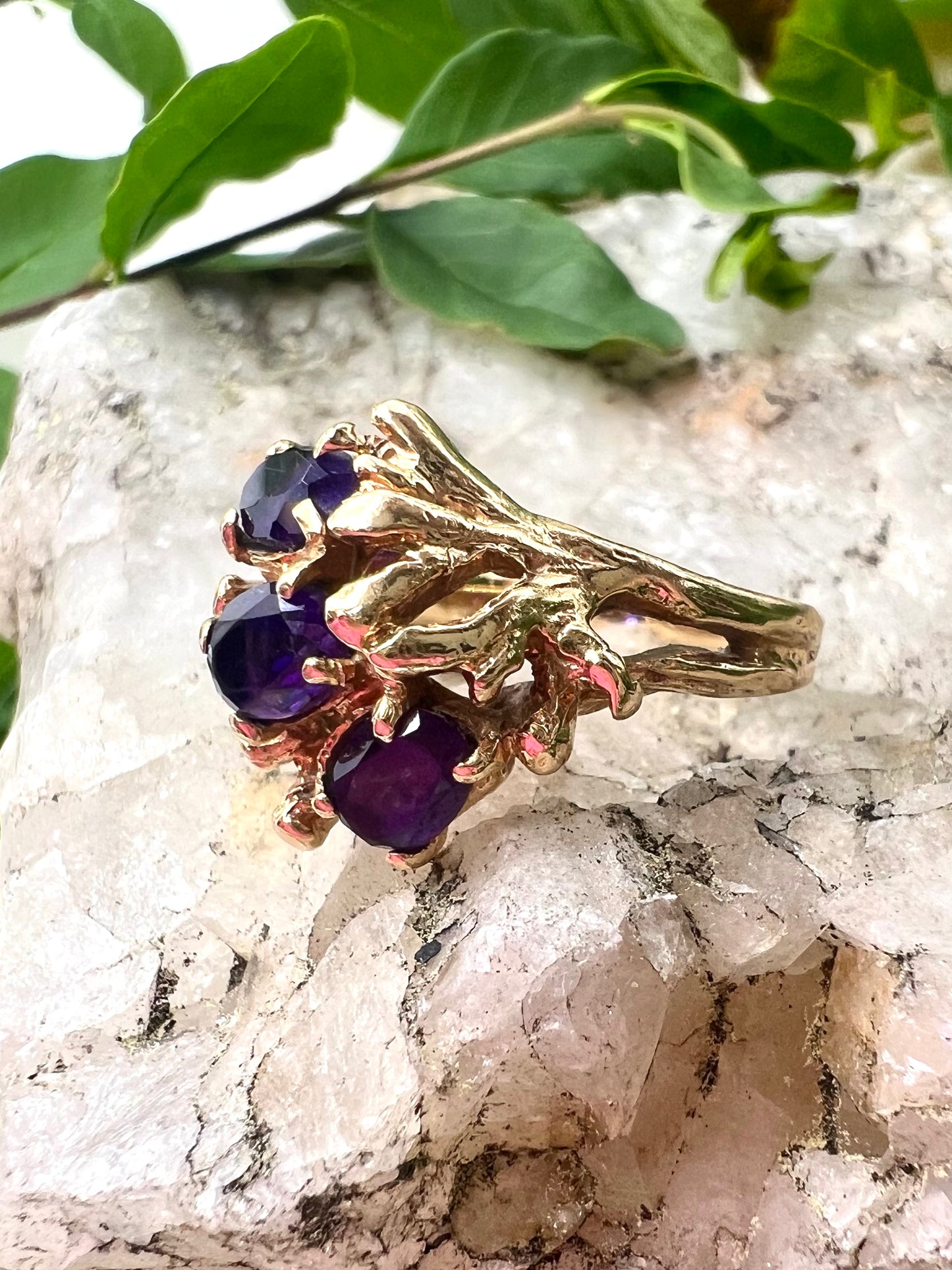 Amethyst Coral Ring
