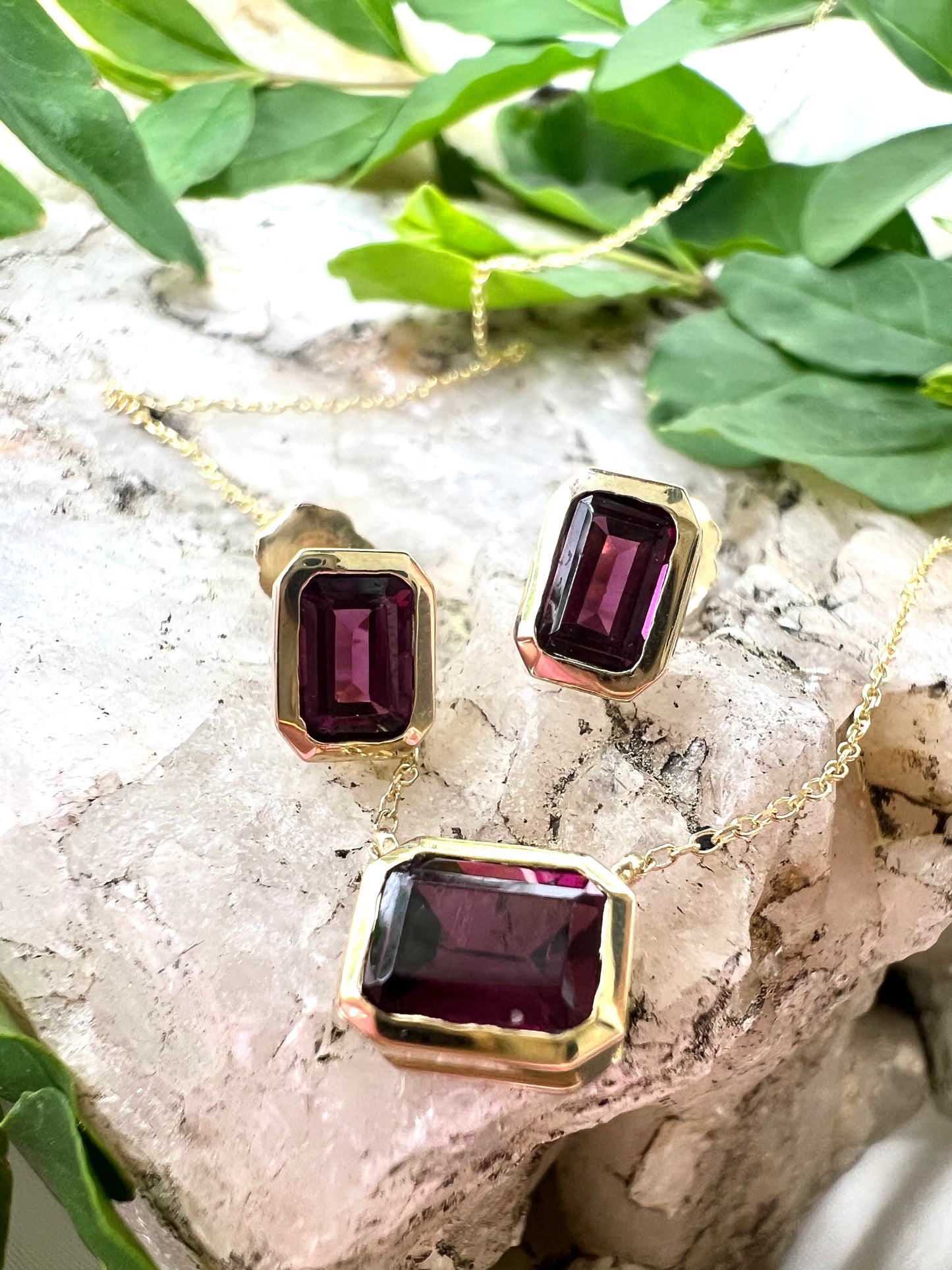 Rhodolite Garnet Stud Earrings