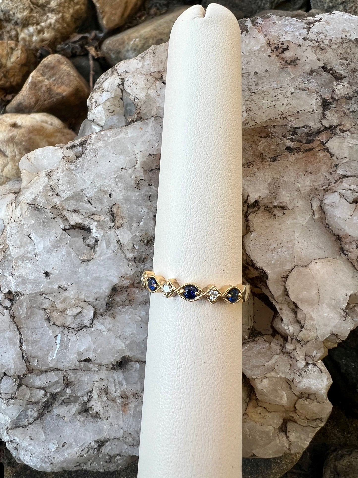 Diamond and Blue Sapphire Band