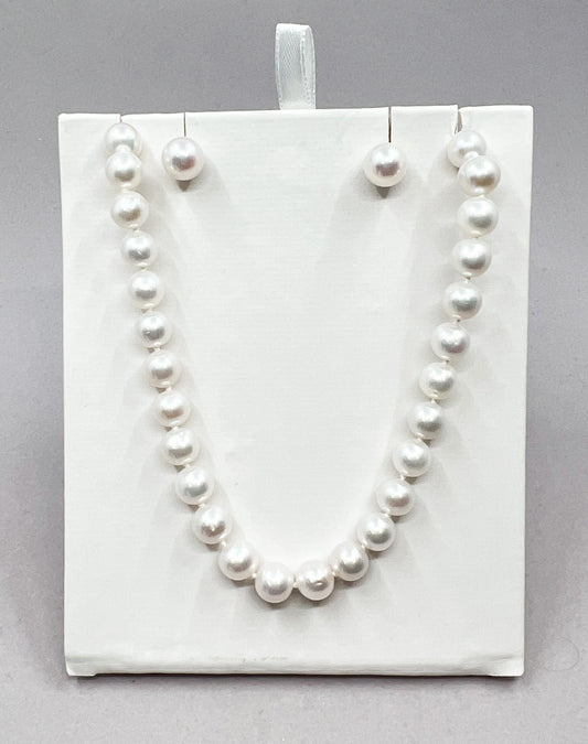 Freshwater Pearl Station Necklace & Earring Set