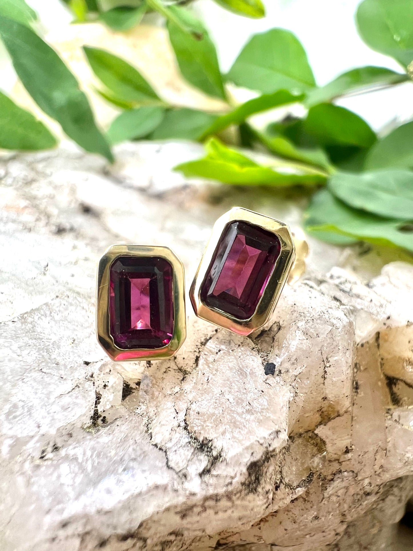 Rhodolite Garnet Stud Earrings