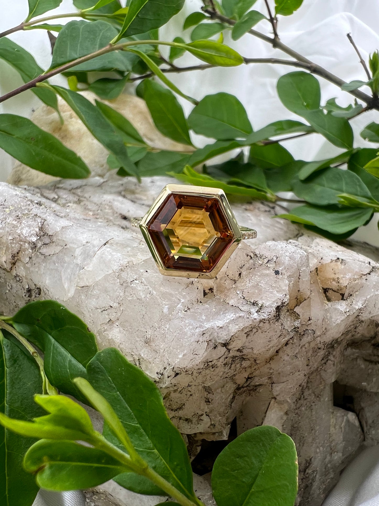 Citrine Hexagon Ring