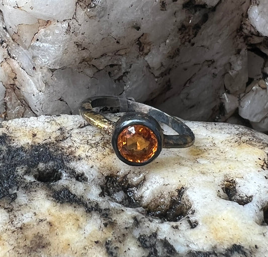 EC Black & Gold Orange Garnet Ring