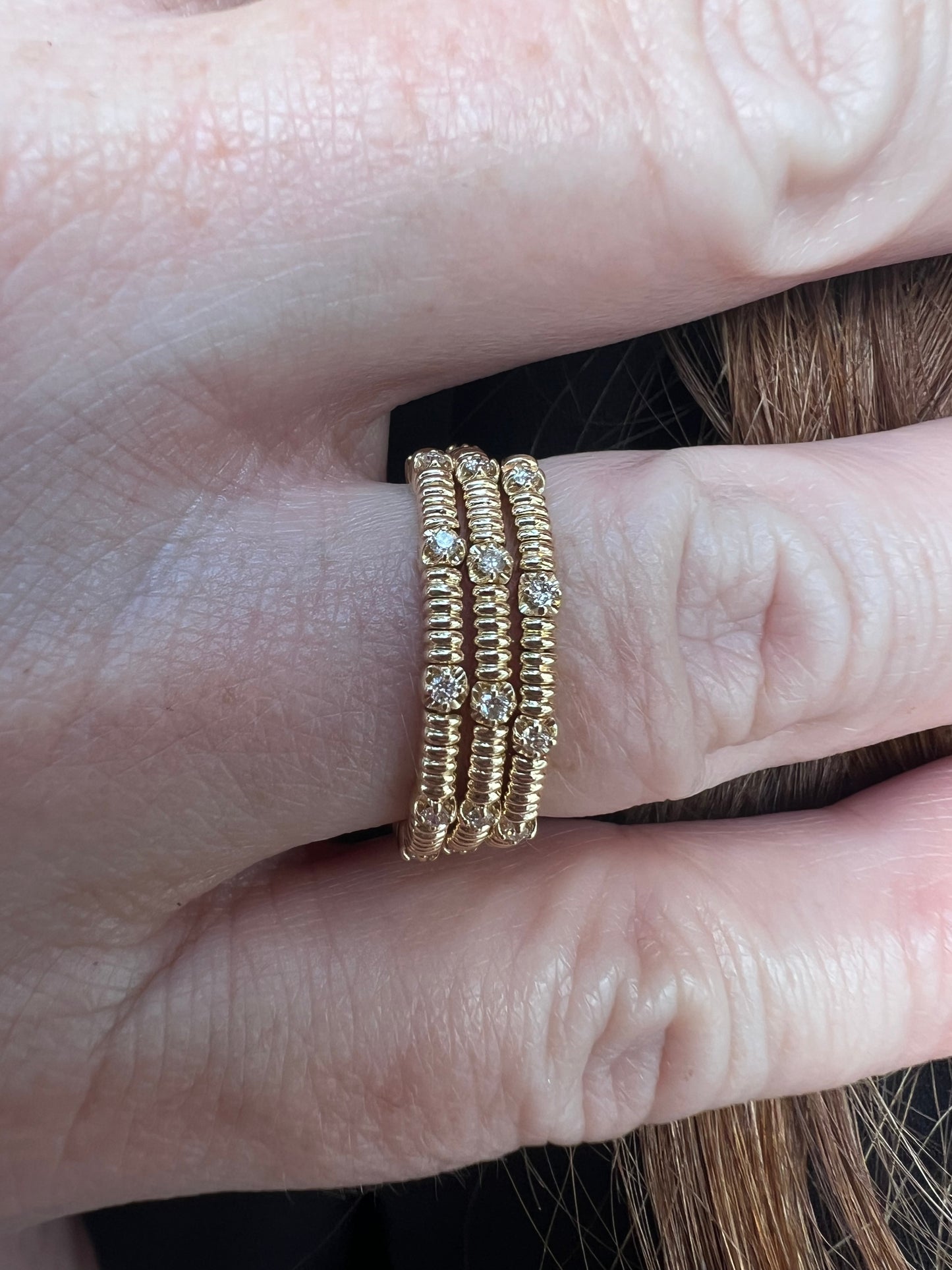 1/4 Carat Diamond Yellow Gold Flexible Ring