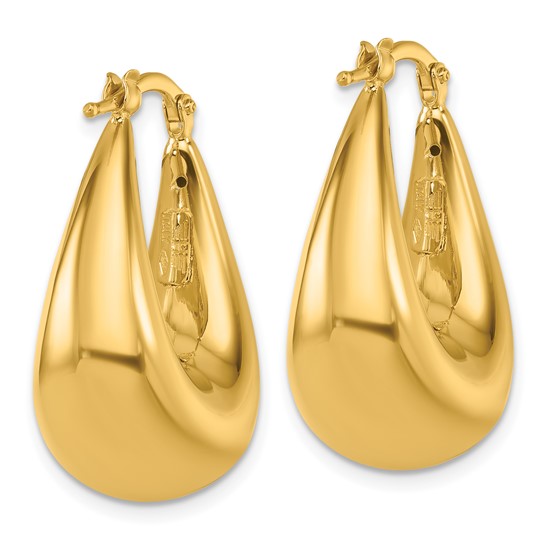 14K Yellow Gold Polished Puffed Graduated Oval Hoop Earrings