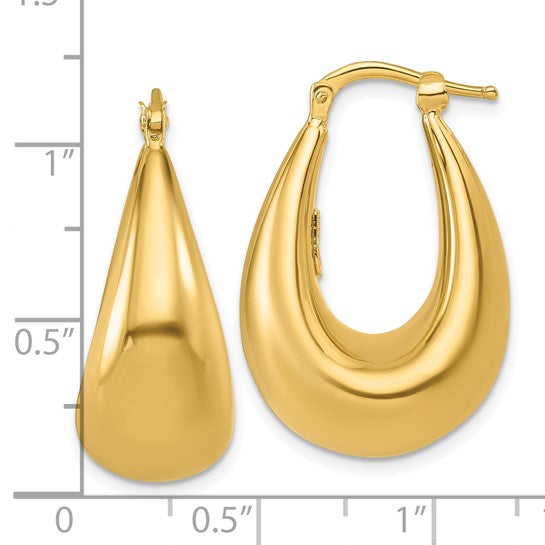 14K Yellow Gold Polished Puffed Graduated Oval Hoop Earrings