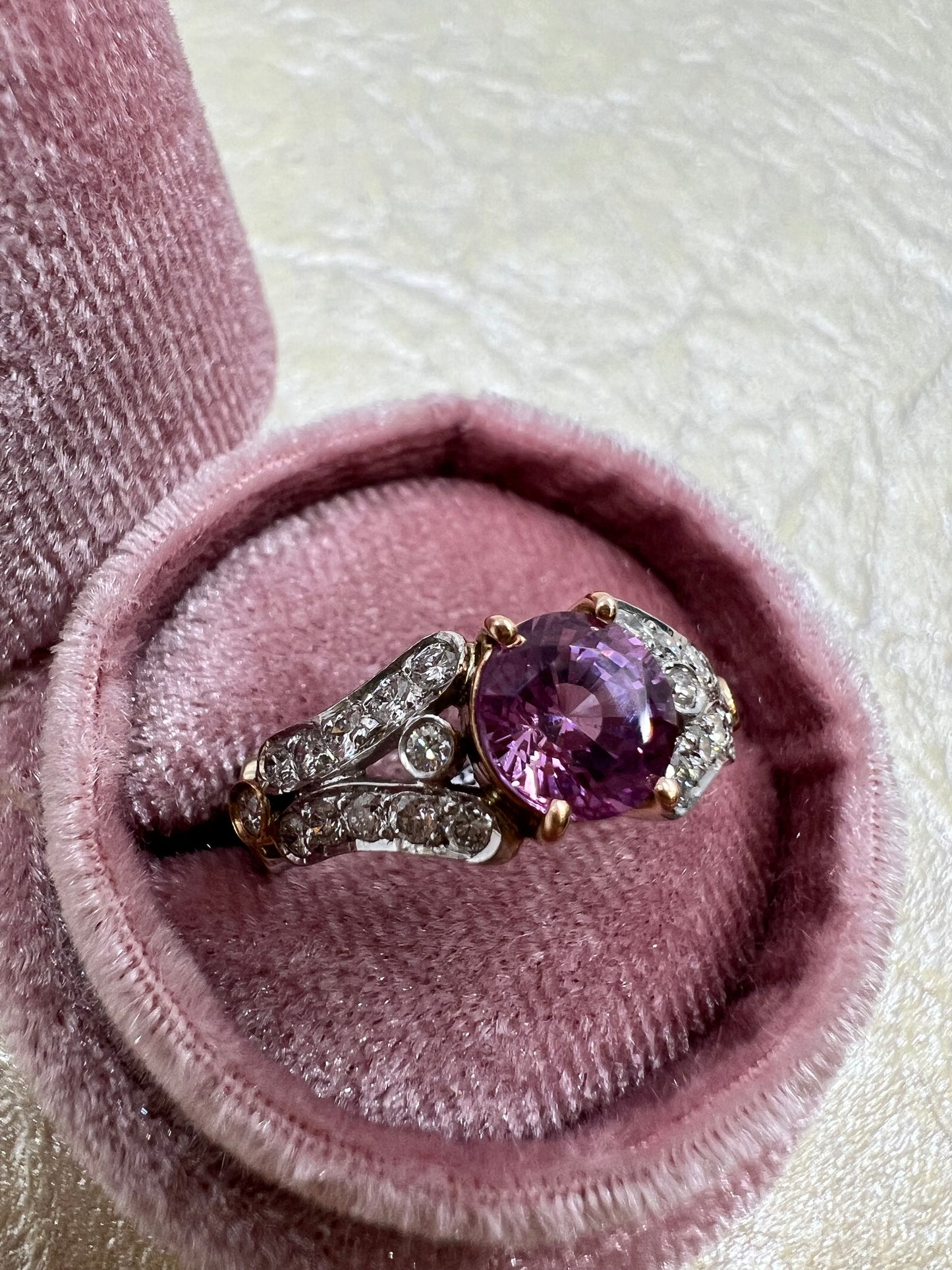 Estate Pink Sapphire Diamond Ring
