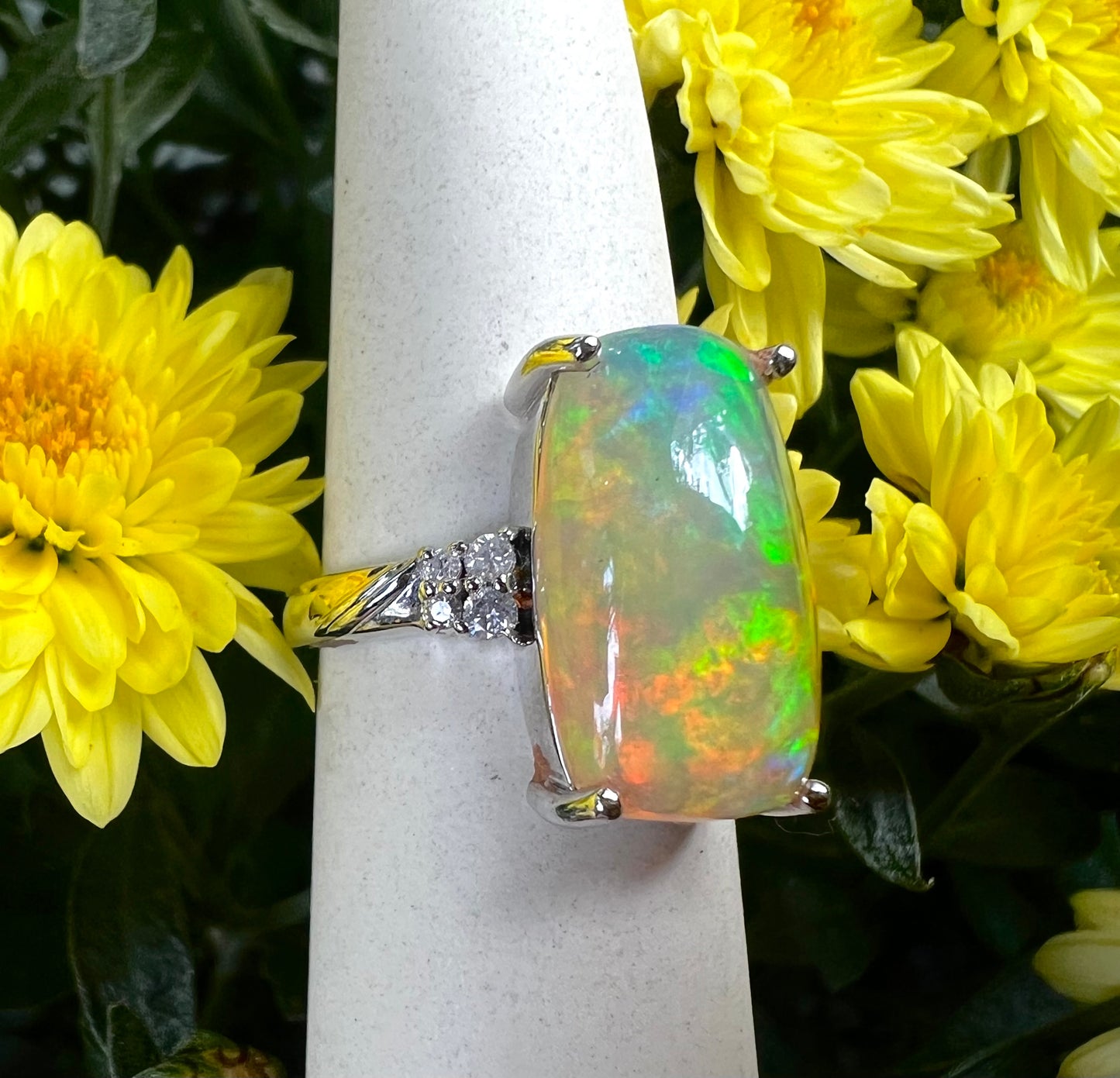 Ethiopian Opal Diamond Ring