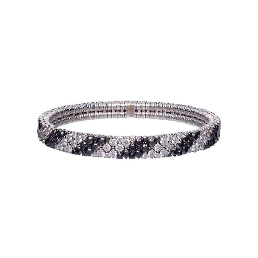 2 Row Diamond and Black Diamond Stretch Bracelet