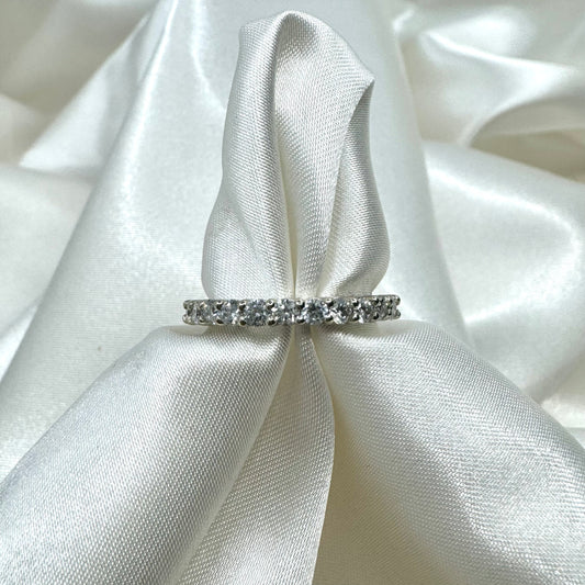 Round Diamond Double Shared Prong White Gold Anniversary Band