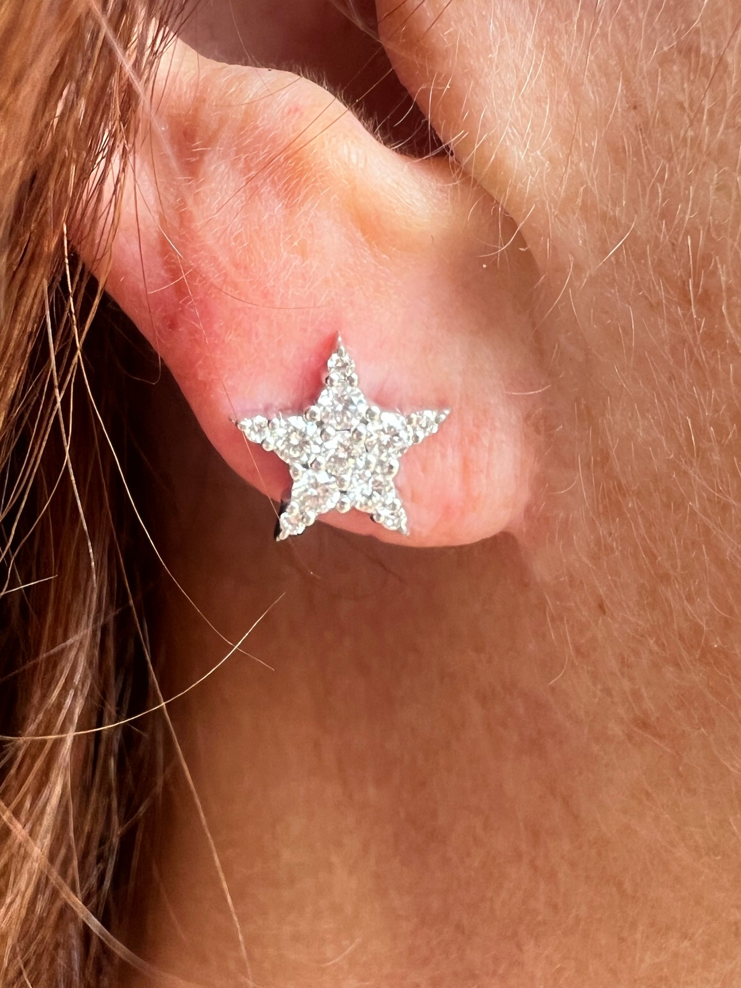 White Gold Diamond Star Stud Earrings