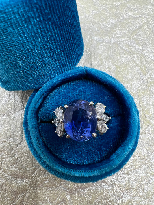 Estate Light Blue Sapphire Diamond Ring