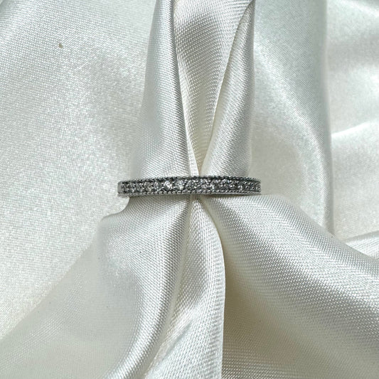 Round Diamond with Milgrain White Gold Anniversary Band