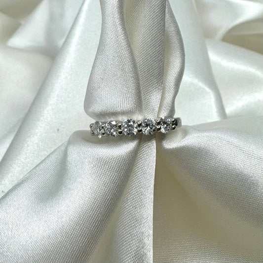 Round Diamond Double Shared Prong White Gold Anniversary Band