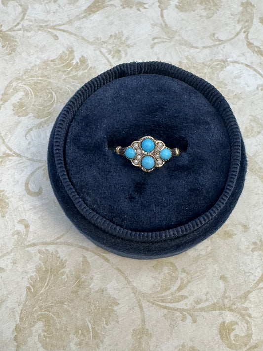Turquoise and Pearl Estate Ring