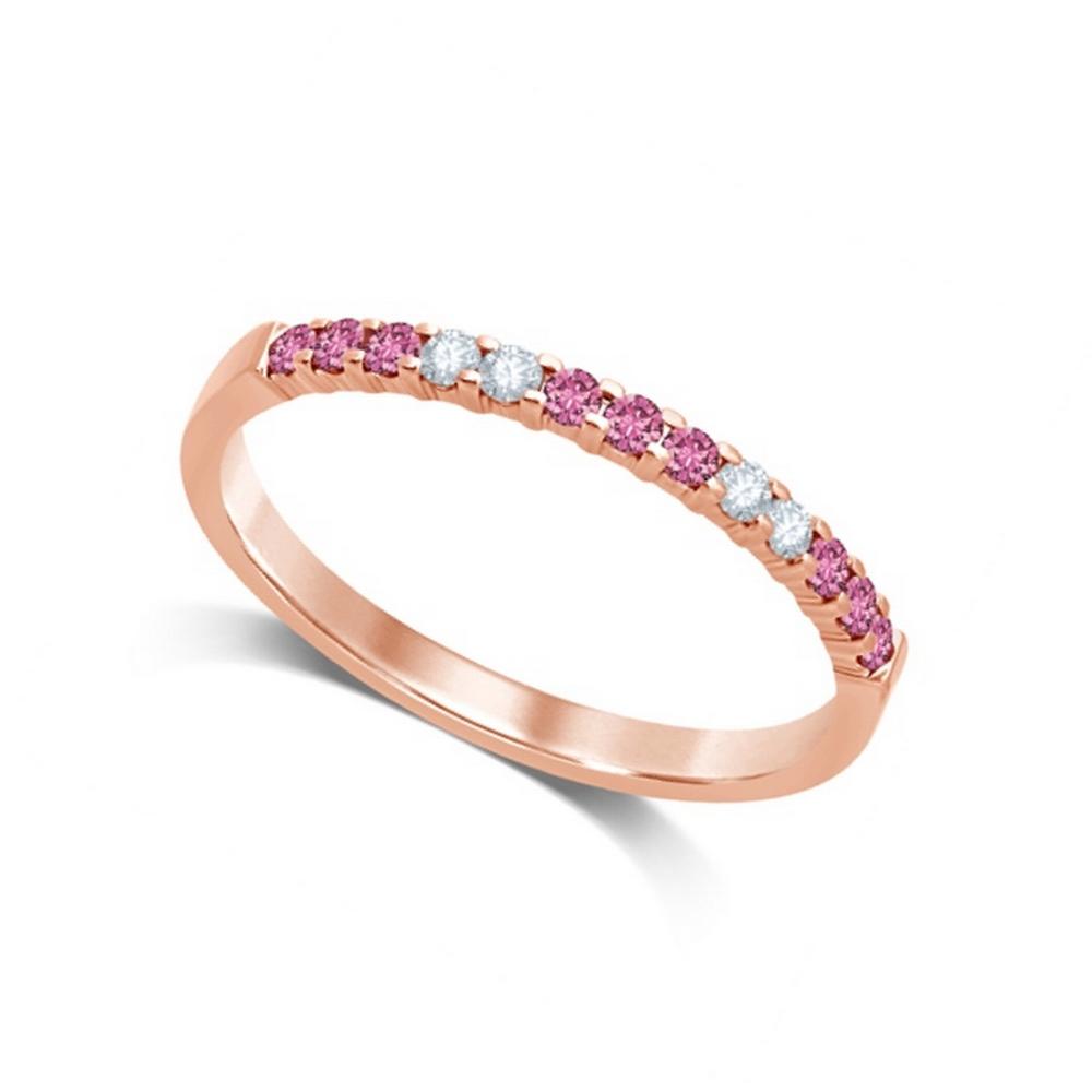 14K Rose Gold 1/4 Ctw Pink Sapphire & Diamond Machine Band