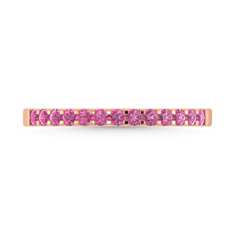 14K Rose Gold 1/4 Ctw Pink Sapphire & Diamond Machine Band