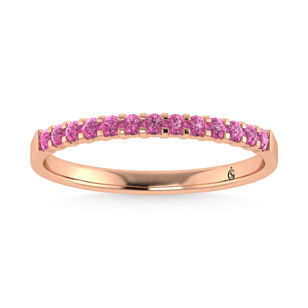 14K Rose Gold 1/4 Ctw Pink Sapphire & Diamond Machine Band